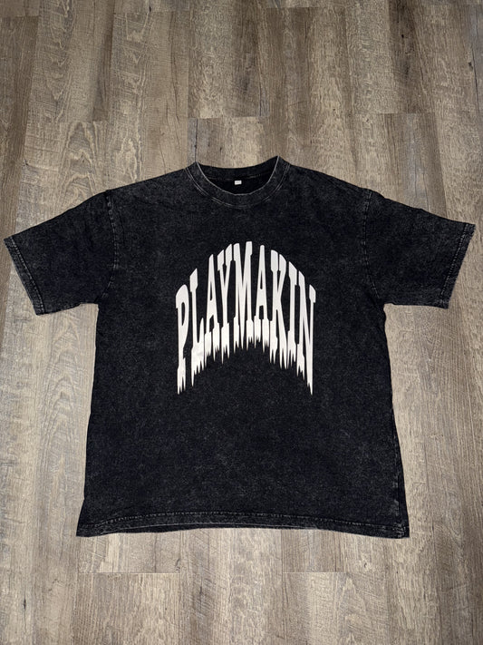 Black Acid Wash Heavy Weight PlayMakin Tee
